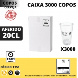3000 Copos CERVEJA Plástico AF. 20 CL 